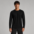 Waffle-Knit Long Sleeve Crew Neck