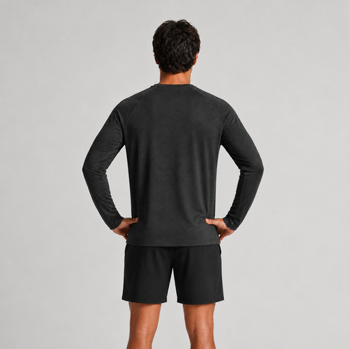 Waffle-Knit Long Sleeve Crew Neck