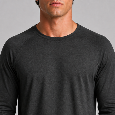 Waffle-Knit Long Sleeve Crew Neck