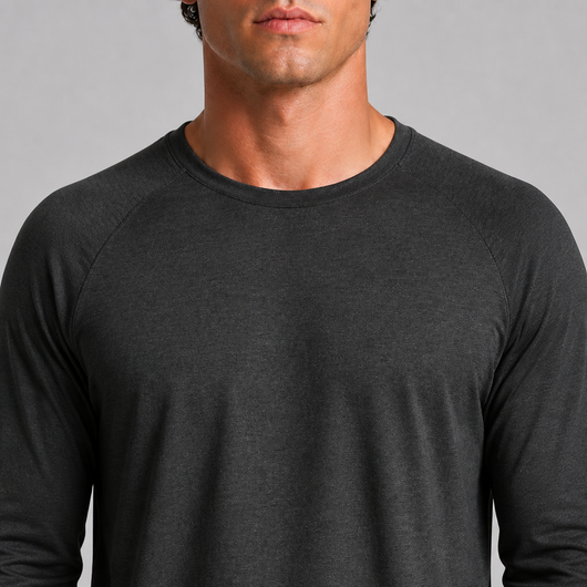 Waffle-Knit Long Sleeve Crew Neck