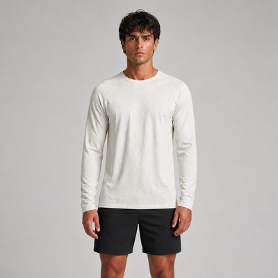 Waffle-Knit Long Sleeve Crew Neck